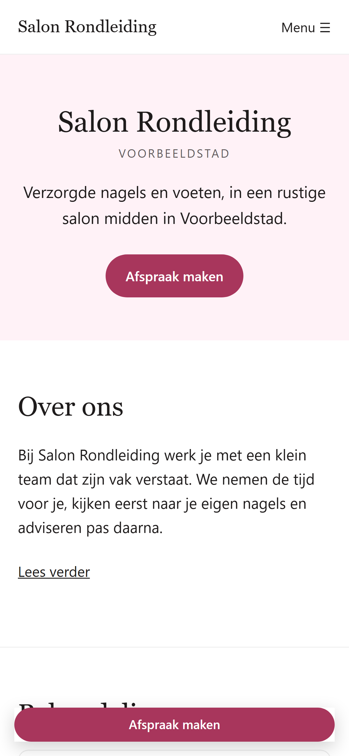 Dezelfde website op een telefoon